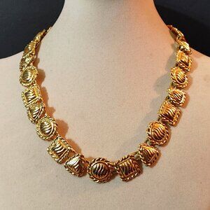 Anne Klein Link Necklace 16 Gold Tone Chunky Adjustable Toggle Clasp Texture